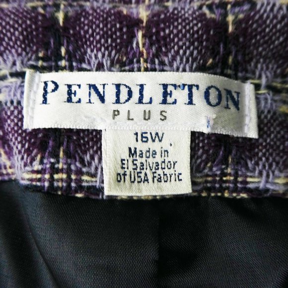 Pendleton Plus Purple Plaid Wool Tweed Blazer Jacket Pockets Collared Lined 16W - Picture 9 of 10